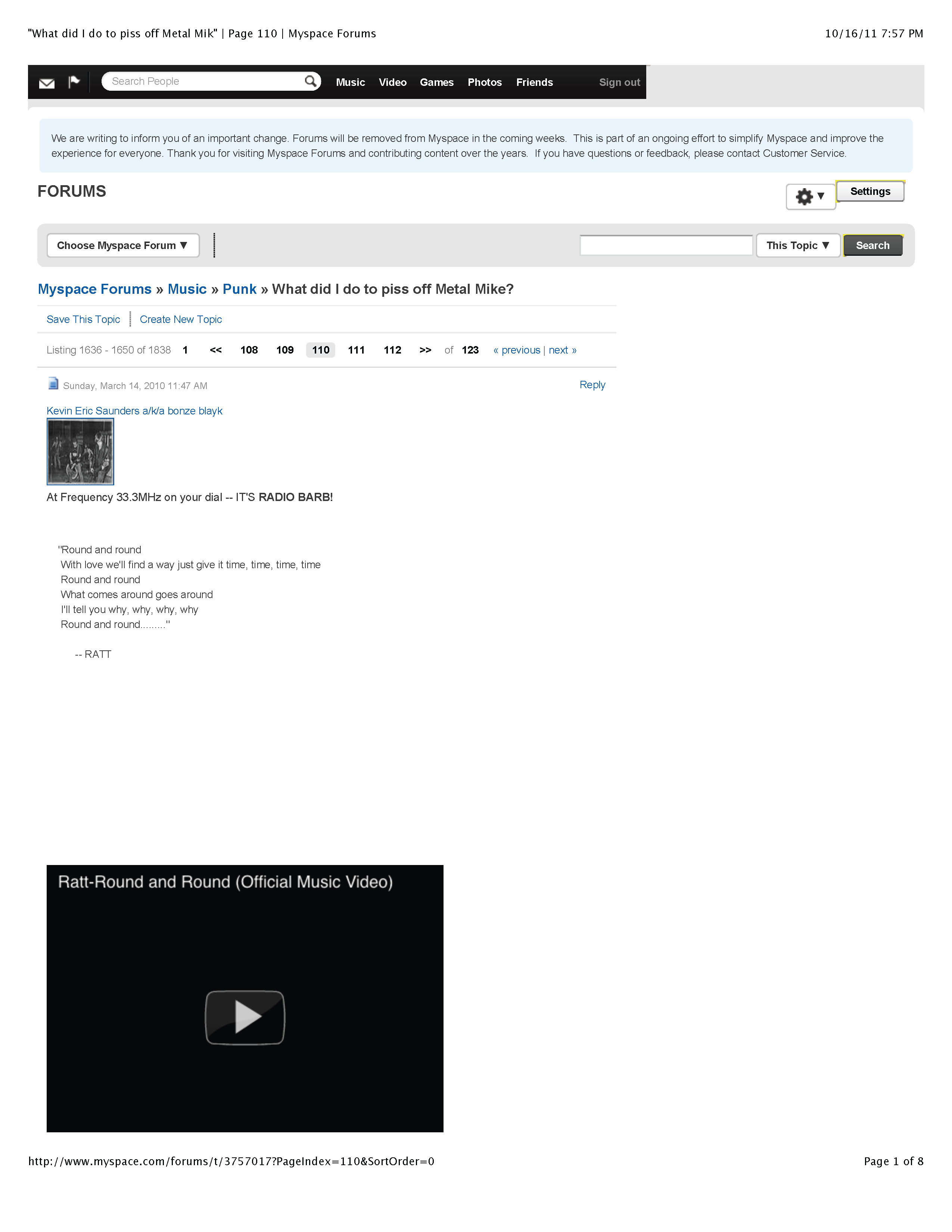 ./MySpace - 'What did I do to piss off Metal Mike' | Page 110 | Myspace Forums re Metal Mike Saunders_Page_1.png